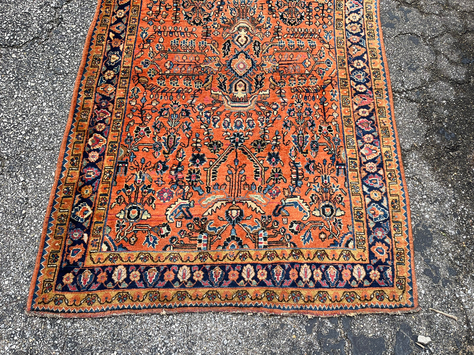 Antique Oriental Rug - 4x6 - handmade Wool Red Sarouk gallery