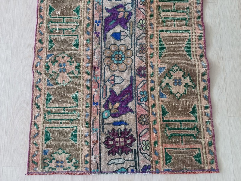 2x5 Vintage Turkish Rug, Multicolor Handmade Wool Oushak Runner Rug, Ft: 2.0x4.8 gallery