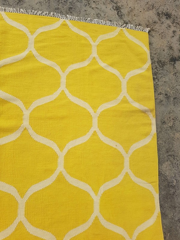 Vintage Handmade Traditional Geometric Yellow Kilim Floor Rug Carpet 233x166cm gallery