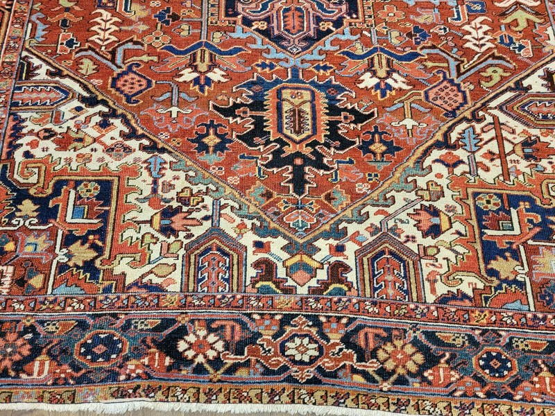 Circa 1920s Hand Knotted large Antique Herize Serapies rug size 8ft By 11ft gallery