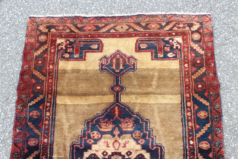 Medallion Geometric Vintage Turkish 3' 3" x 4' 8" Yellow Hand Knotted Area Rug gallery