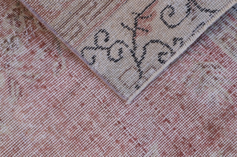 Turkish Handmade Runner Faded Red Hallway Rug Wool Oushak Floral Carpet 2x10ft gallery