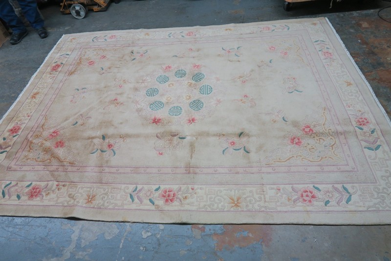 Vintage Chinese Rug Hand Knotted Wool Embossed 8'-1 x 10'-7 gallery