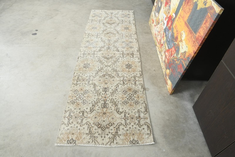 2x7 Turkish Runner Hand-Knotted Vintage Oushak Wool Rug Runner Slim Carpet,1125 gallery