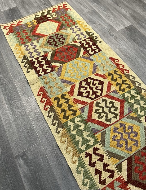 Handmade Kilim Runner wool natural colours Afghan Traditional 288cmx88cm gallery