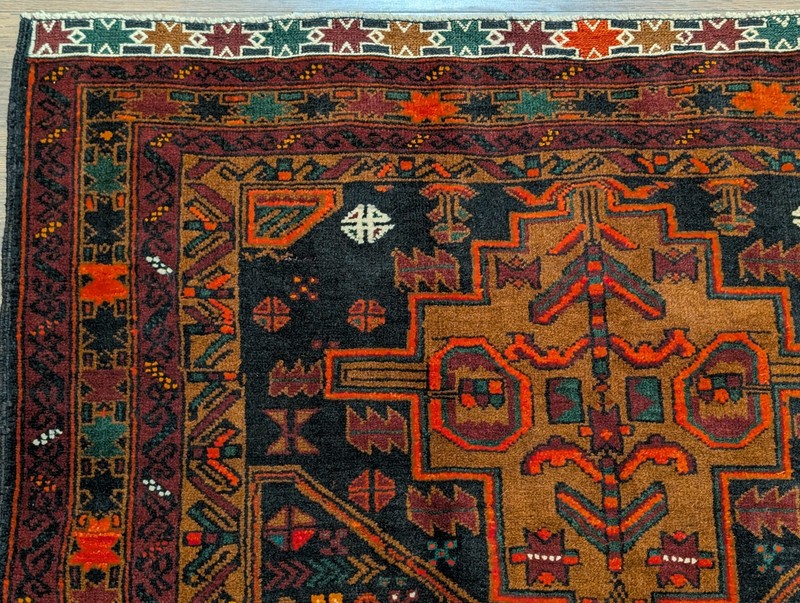 Afghan Balouchi Rug 4x6 Tribal Geometric Unique Color Triple Medallion Wool New gallery