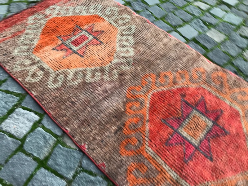 Turkish Vintage Rug Handmade Wool Rug Bohemian Runner Rug Home Rug2,5 x 5,2 ft gallery