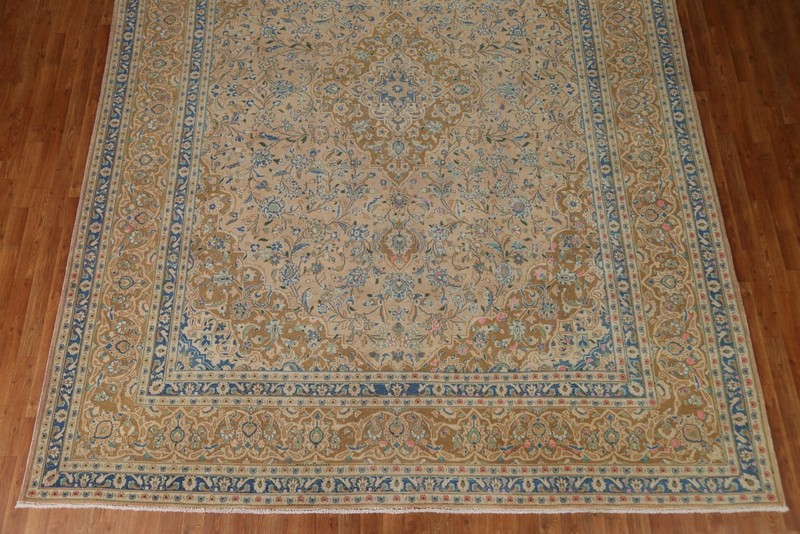 Vintage Peach/ Golden Palm Traditional Hand-made Living Room Area Rug 10x13 gallery