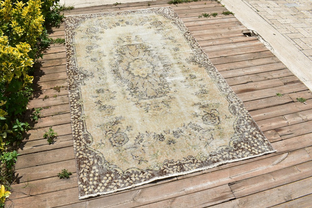 Turkish Rug 3ftx6ft Oushak Light Color Medallion Pattern Fashion Rug 120x200cm