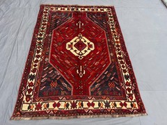 4’9×6’9 ft Caucasian Vintage Hexagonal Medallion Geometric Handknotted Wool Rug