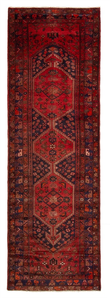 Vintage Hand-knotted Runner Rug 3'8" x 10'8" Traditional Oriental Wool Carpet