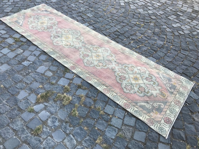 Bohemian Runner Rug, Turkish Vintage Rug, Handmade Wool Rug, 2,8 x 9,3 ft gallery