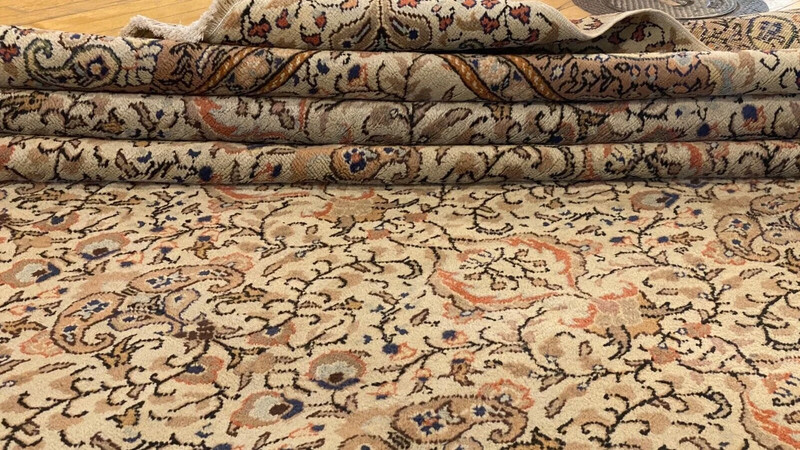 Early 1930's Antique Wool Pile Muted Dye Armenian Hereke Area Rug 7’7”x11’4” gallery