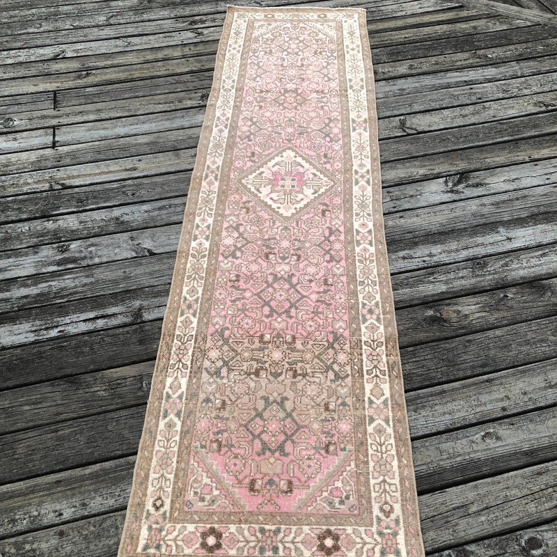 Vintage Runner Rug | Pink and Brown Tones | 3x10 gallery