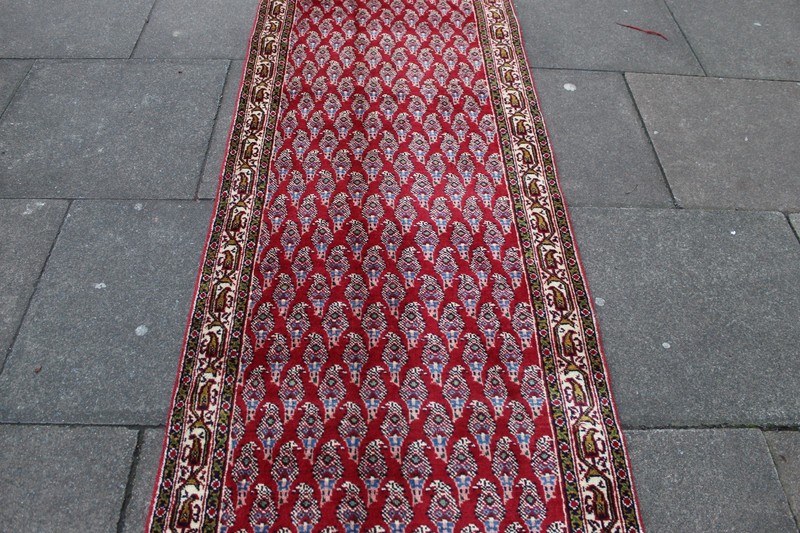 Vintage Hand Made Traditional Oriental Wool Red Long Runner 484x86cm gallery