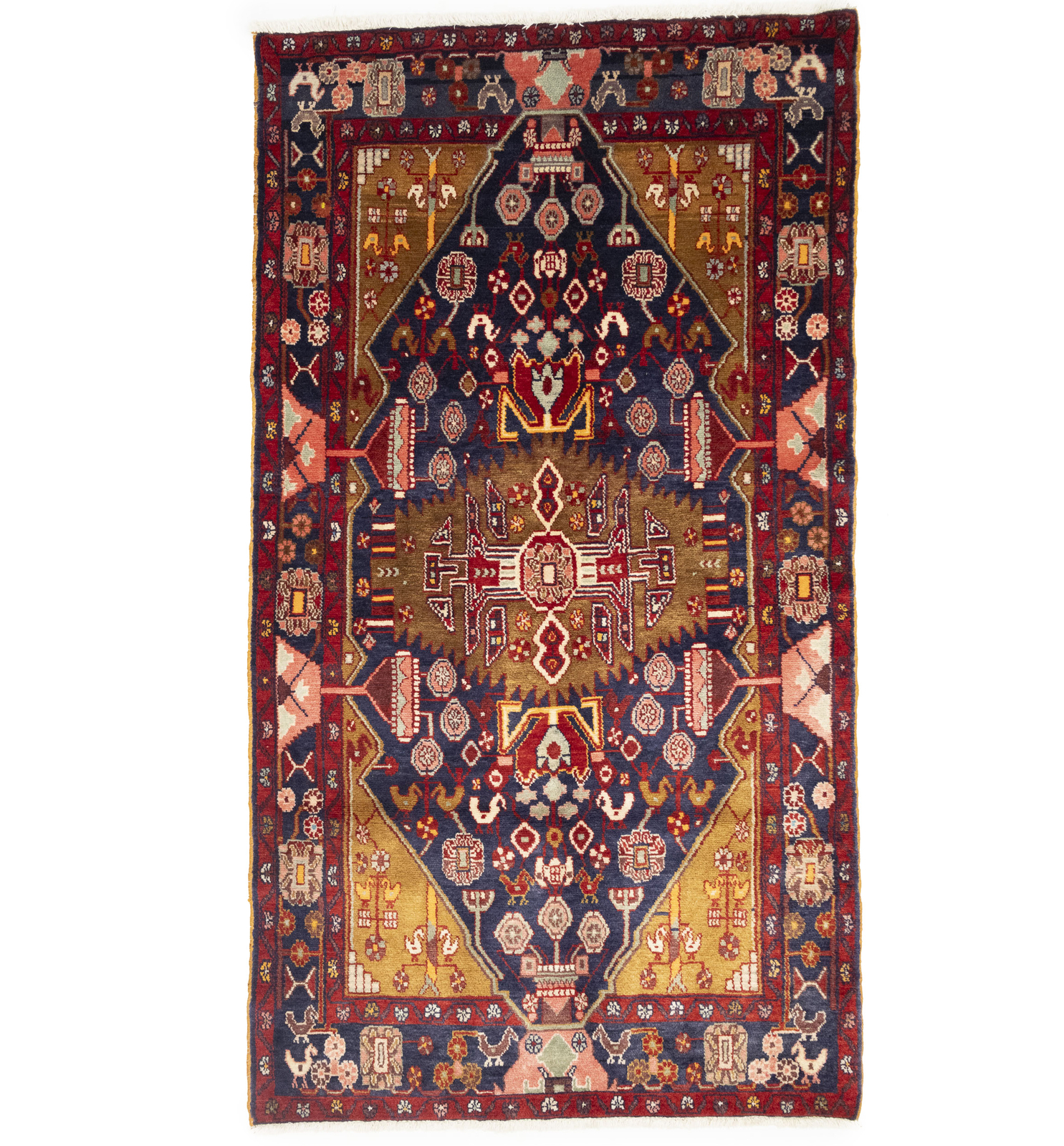 4'4X7'11 ft Vintage Oriental Rug Purple-Navy Tribal Design Office Home Studio gallery