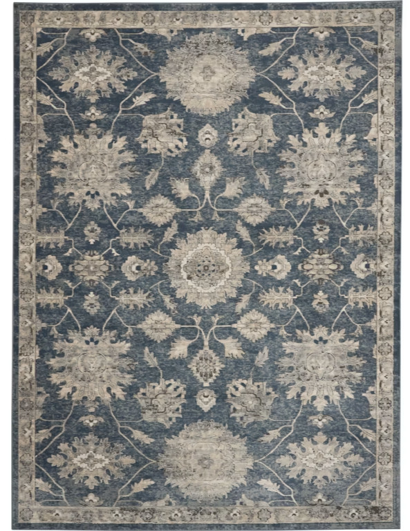 Nourison Quarry QUA06 Blue Beige 7'10" x 9'10" Vintage Floral Area Rug gallery