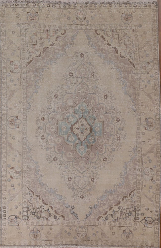 Distressed Muted Traditional Living Room Area Rug 7x9 ft Hand-knotted Wool