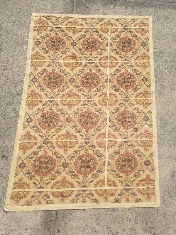 Vintage French Needle Point Handmade Floral Beige Wool Rug Carpet 177x113cm gallery