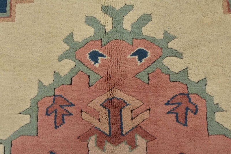 Vintage Tribal Rug 6′ x 8’3” White Wool Geometric Hand-Knotted Oriental Carpet gallery