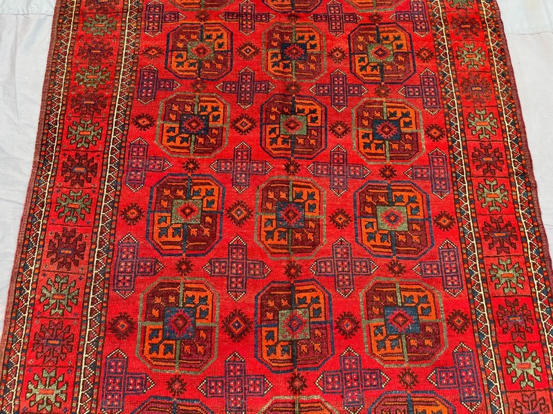 5'3x9'4 ft Antique Turkmen Bukhara Rug Hand Knotted Wool Low Pile Tribal Carpet gallery