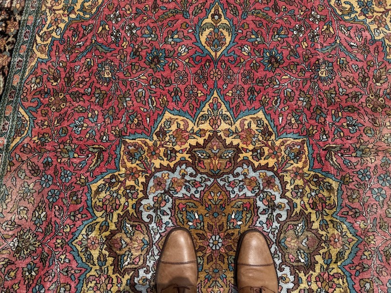 LARGE ANTIQUE SILK RUG 6x10 ORIENTAL handmade VINTAGE HAND-KNOTTED fine pink 6x9 gallery