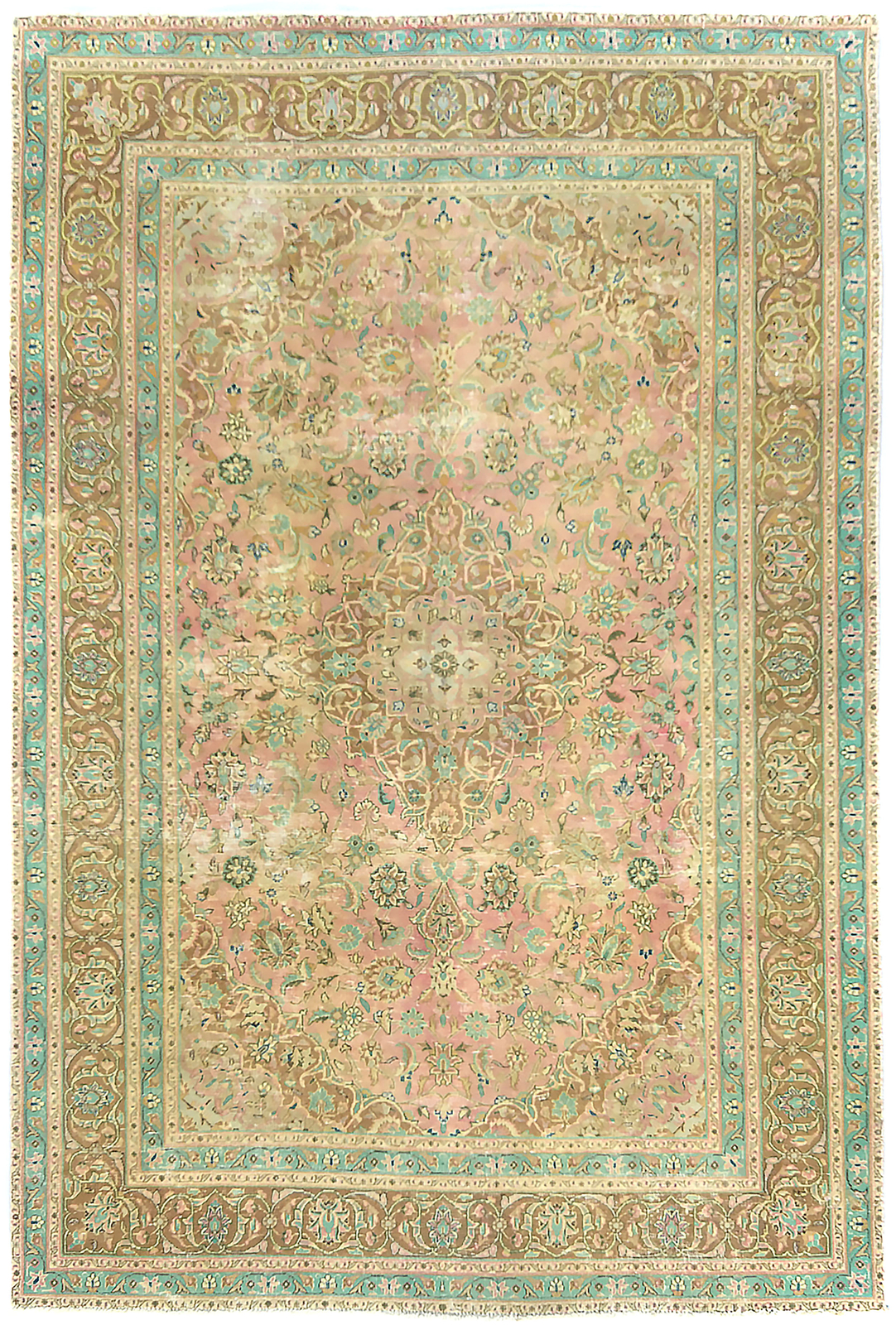 Semi-Antique Handmade Oriental Rug Distressed Floral Design Muted Carpet 6X9 ft gallery