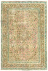 Semi-Antique Handmade Oriental Rug Distressed Floral Design Muted Carpet 6X9 ft
