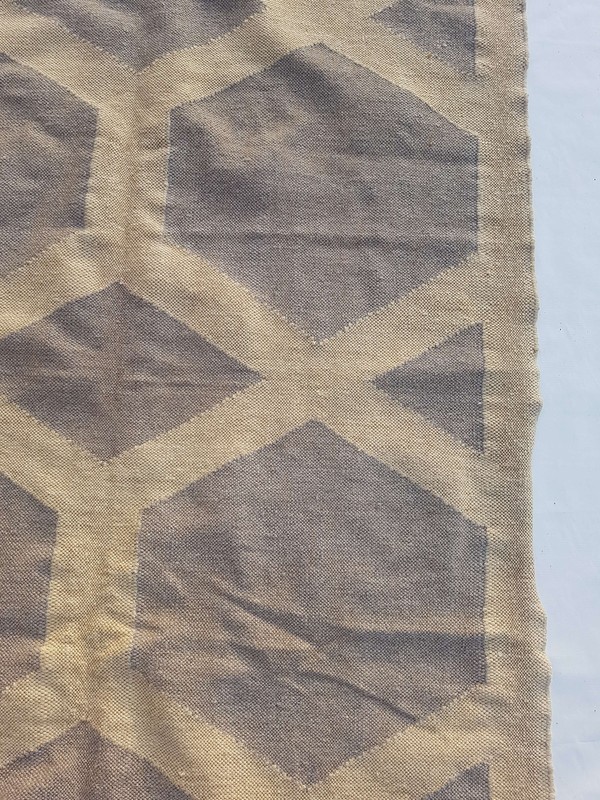 Vintage Handmade Traditional Geometric Grey Beige Kilim Rug Carpet 174x132cm gallery