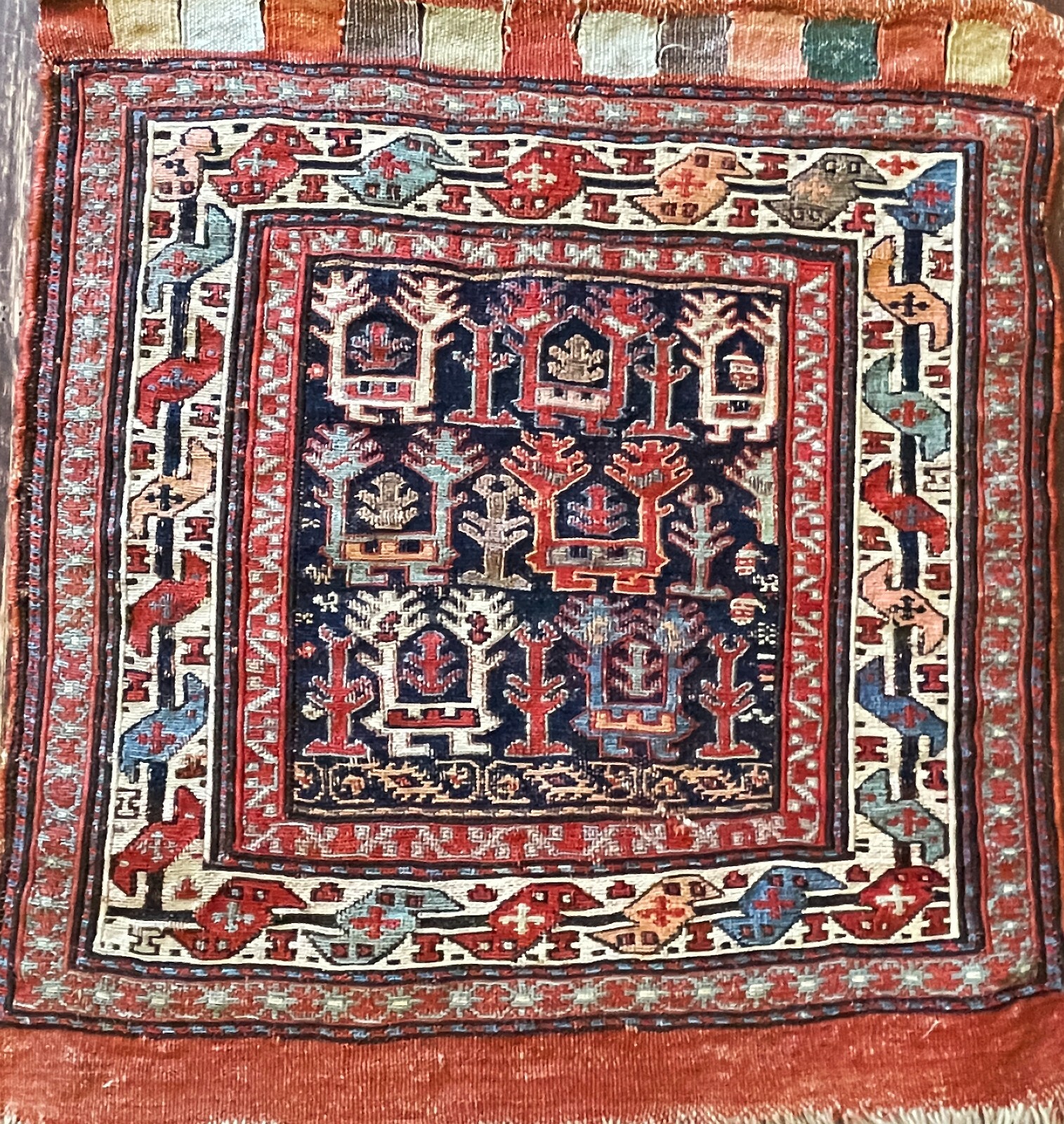 Antique Soumak Caucasian Kilim Rug/Bag, 21" x 23"C-1870 #17550 gallery
