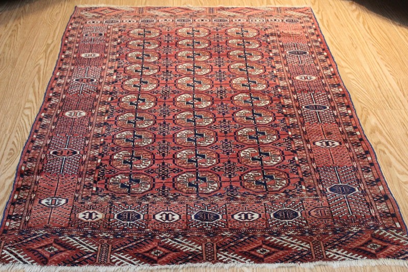 Antique Turkmen Bukhara Rug, _ 4X6 FT. Authentic Tribal $900 Late 19th Century gallery