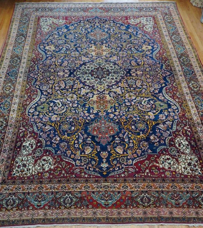 10'x15'9" Exquisite Antique 1880s Kermann Ravar Hand Knotted Wool Large Rug gallery