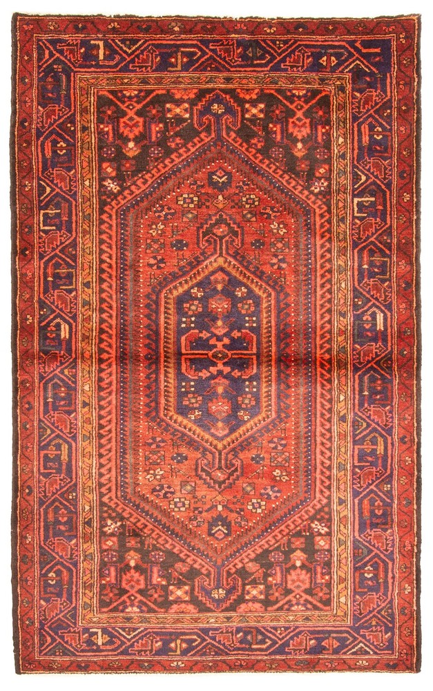 Vintage Hand-Knotted Carpet 4'2" x 6'10" Traditional Oriental Wool Area Rug