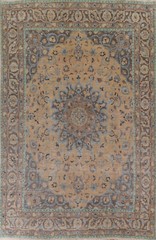 Distressed Traditional Floral Handmade Wool Rug 8×11 Semi-antique Carpet