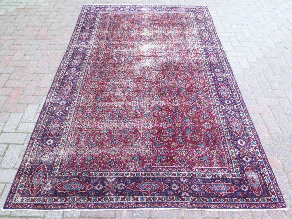 Vintage Anatolia Carpet, Burgundy Rug, Floor Carpet Handmade Large Rug 67"X110"