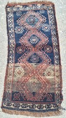 1920s Distressed Antique Carpet,HandWoven Wool Rug,Bohemian PrimitiveCollectible