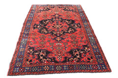 Medallion Floral Vintage Afghan 4′ 7″ x 7′ 10″ Orange Handmade Area Rug