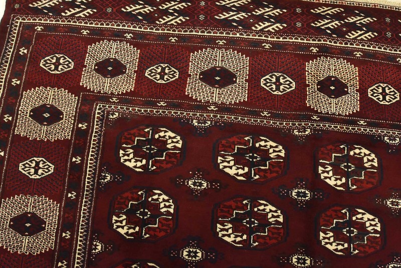 Vintage Bokhara Rug 7’7” x 12’5” Red Wool Tribal Hand-Knotted Oriental Carpet gallery