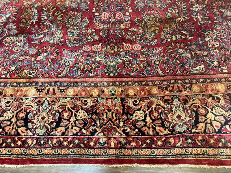 Per'sian Sarouk Rug 10x18 Palace Size Antique Wool Carpet Red Floral Traditional gallery