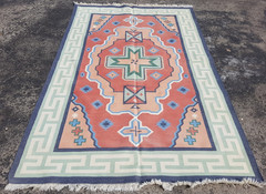 Vintage Traditional Handmade Turkish Style Geometric Cotton Rug 242×152 cm