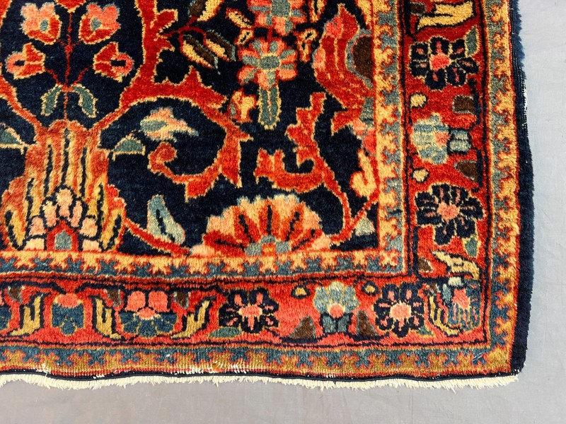 2'6x4'4 Ft Vintage Caucasian Wool Floral Red and Navy Rug gallery