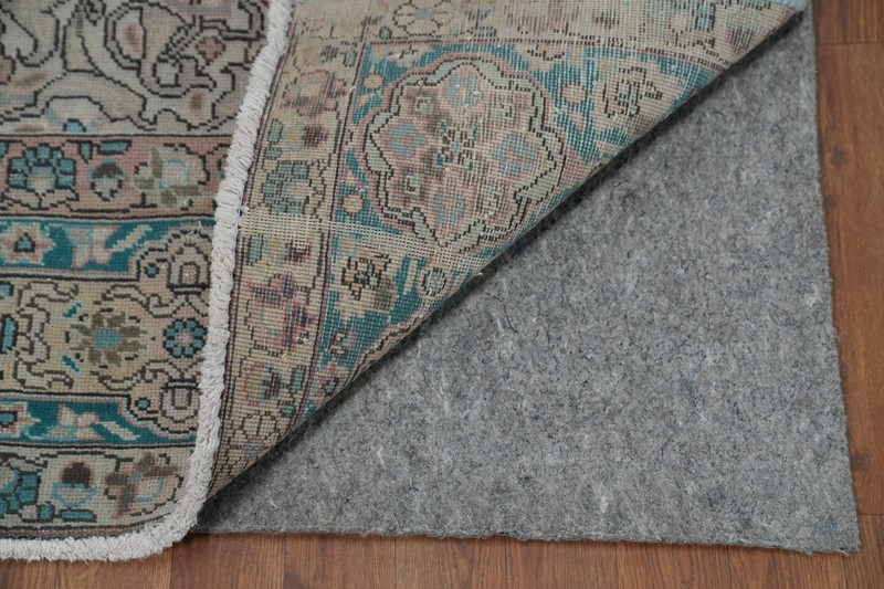 Vintage Muted Green Wool Tebriz Traditional Handmade Room Size Area Rug 9x13 gallery