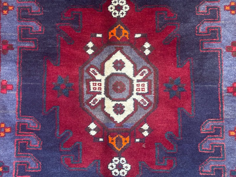 Per'sian Runner Rug 3.6 x 9.5 Geometric Medallions Tribal Village Rug Navy Blue gallery