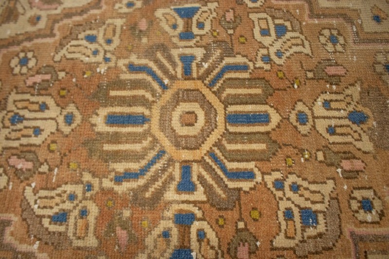 Hand-Knotted Antique Oriental Rug Muted Rust Floral Style Vintage Carpet 6X10 ft gallery