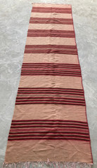 Vintage Traditional Handmade Anatolian Turkish Striped Kilim Floor Rug 286×78 cm