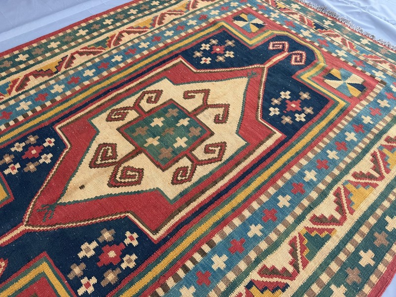 Vintage Caucasian Qafqaz Kilim Rug 5x7 ft Hand Woven Persian Style Tribal Carpet gallery