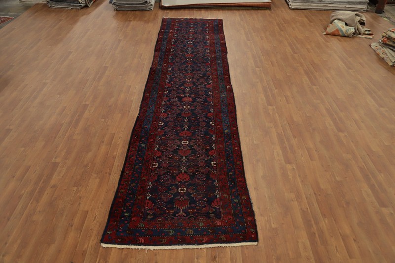 Antique Vegetable Dye Blues Wool Hand-knotted Traditional 16 ft Runner Rug 4x16 gallery
