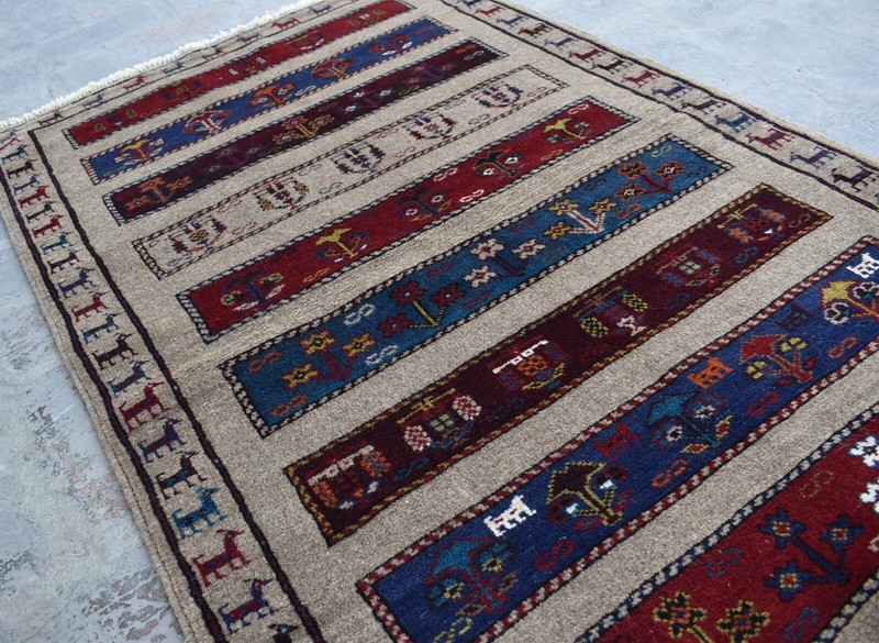 2'11 x 4'7 Vintage handmade afghan tribal small baluchi rug, Afghan wool 3x5 rug gallery