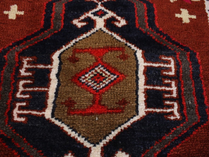 2x2 Turkish Handmade Door Mat Red Black Square Tribal 2.1x2.1 ft gallery