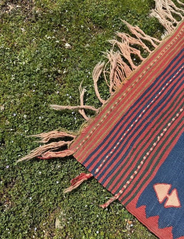 Rare Primitive Style Balıkesir Folk Kilim Rug from Turkey (170 cm x 130 cm) gallery